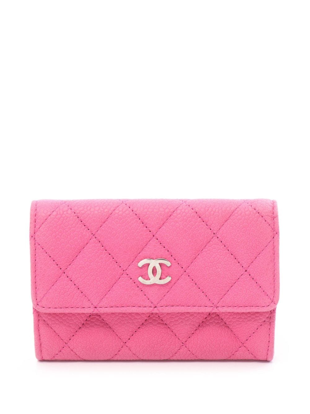 Pre-owned Chanel 2012-2013 Diamond-quilted Leather Wallet In Pink