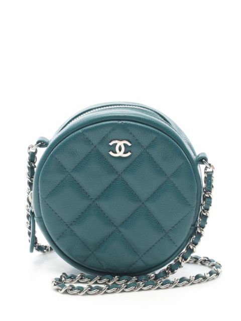 CHANEL 2018-2019 mini CC plaque diamond-quilted round crossbody bag Women