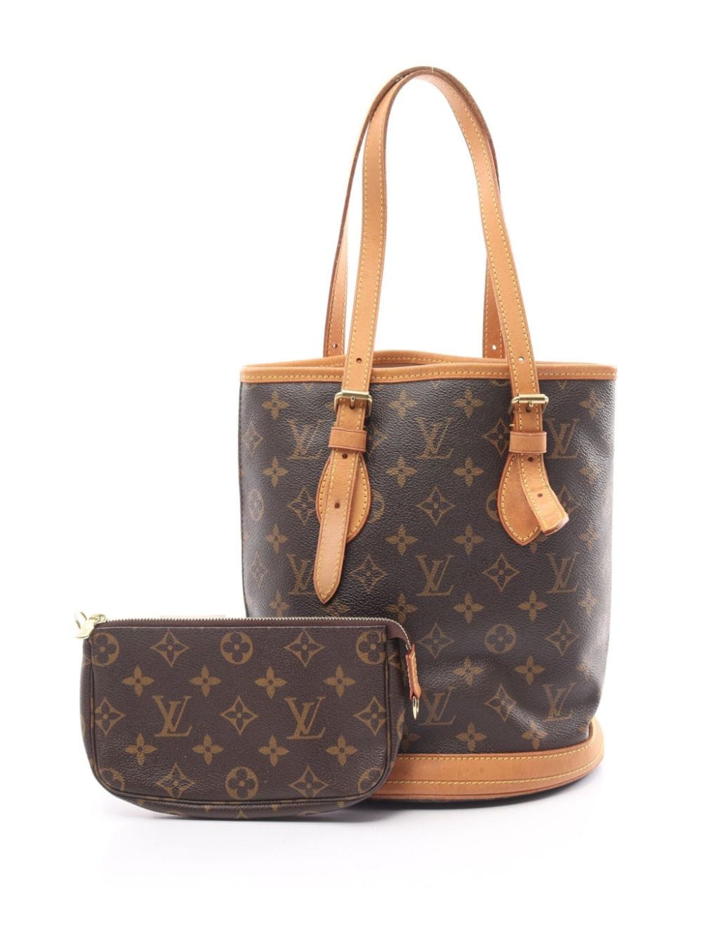Pre-owned Louis Vuitton 2003 Bucket Pm Tote Bag In Brown