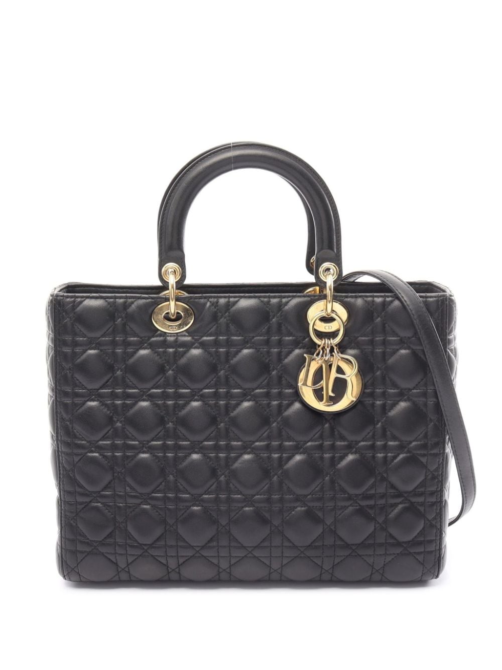 2000s large Cannage Lady Dior two-way handbag