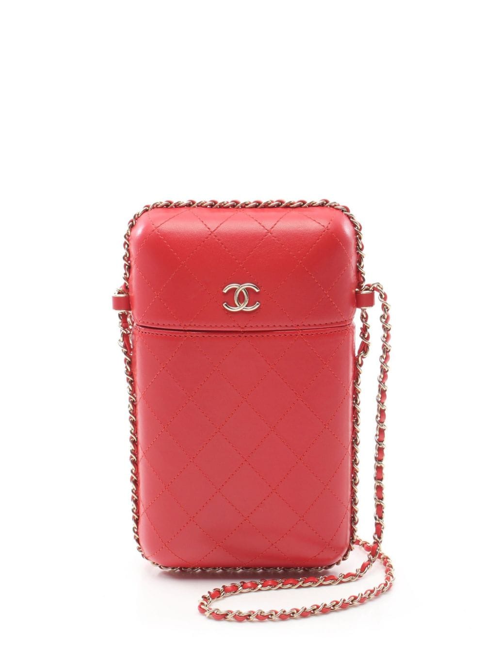 Pre-owned Chanel 2018 Cc Diamond-quilted Shoulder Bag In Red