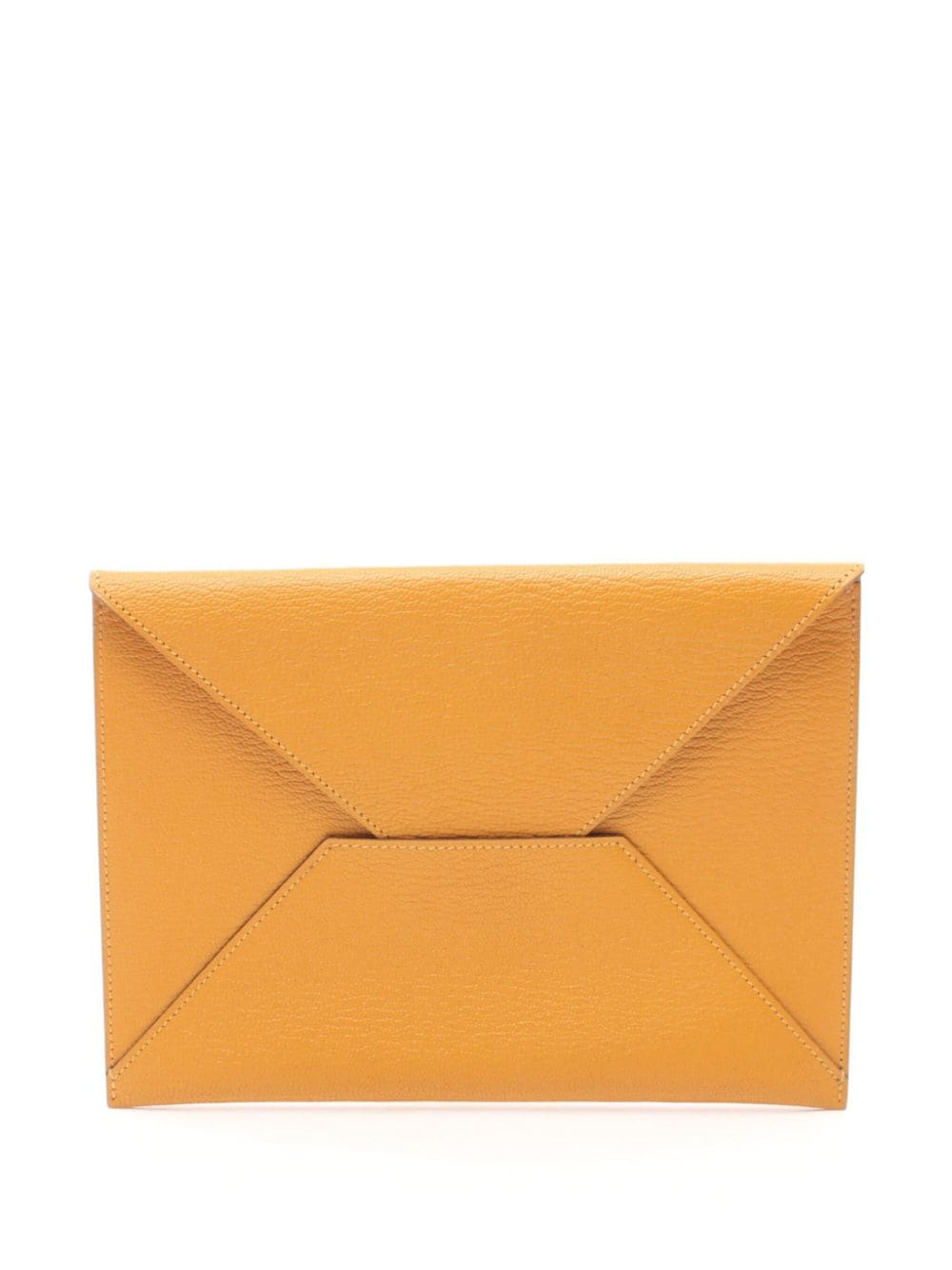 Pre-owned Hermes 2016 Leather Envelope Pouch In Yellow