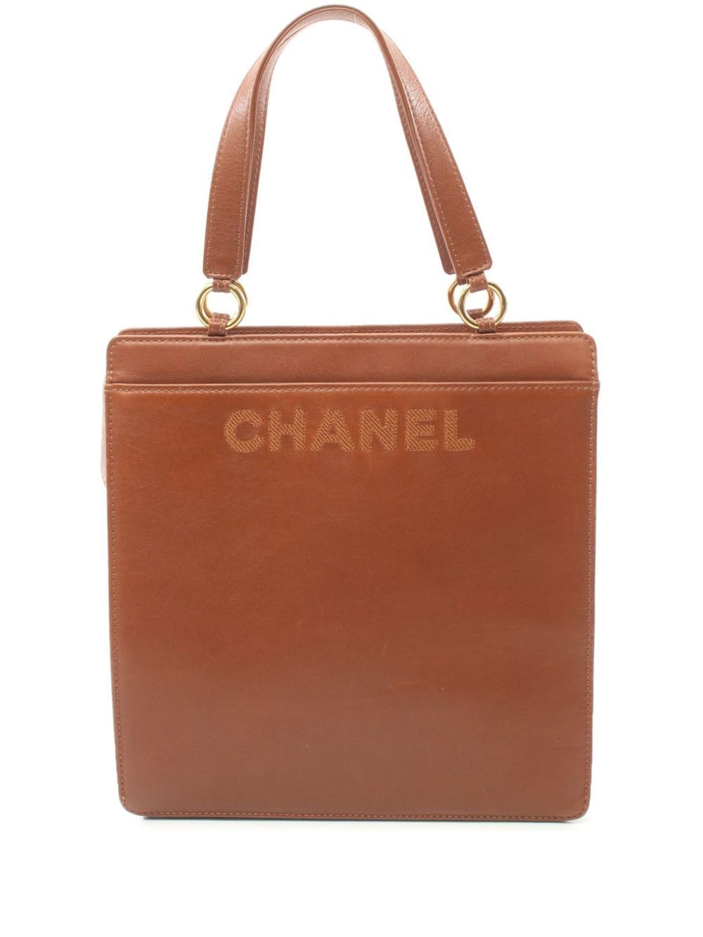 Pre-owned Chanel 1997-1999 Logo-debossed Tote Bag In Brown