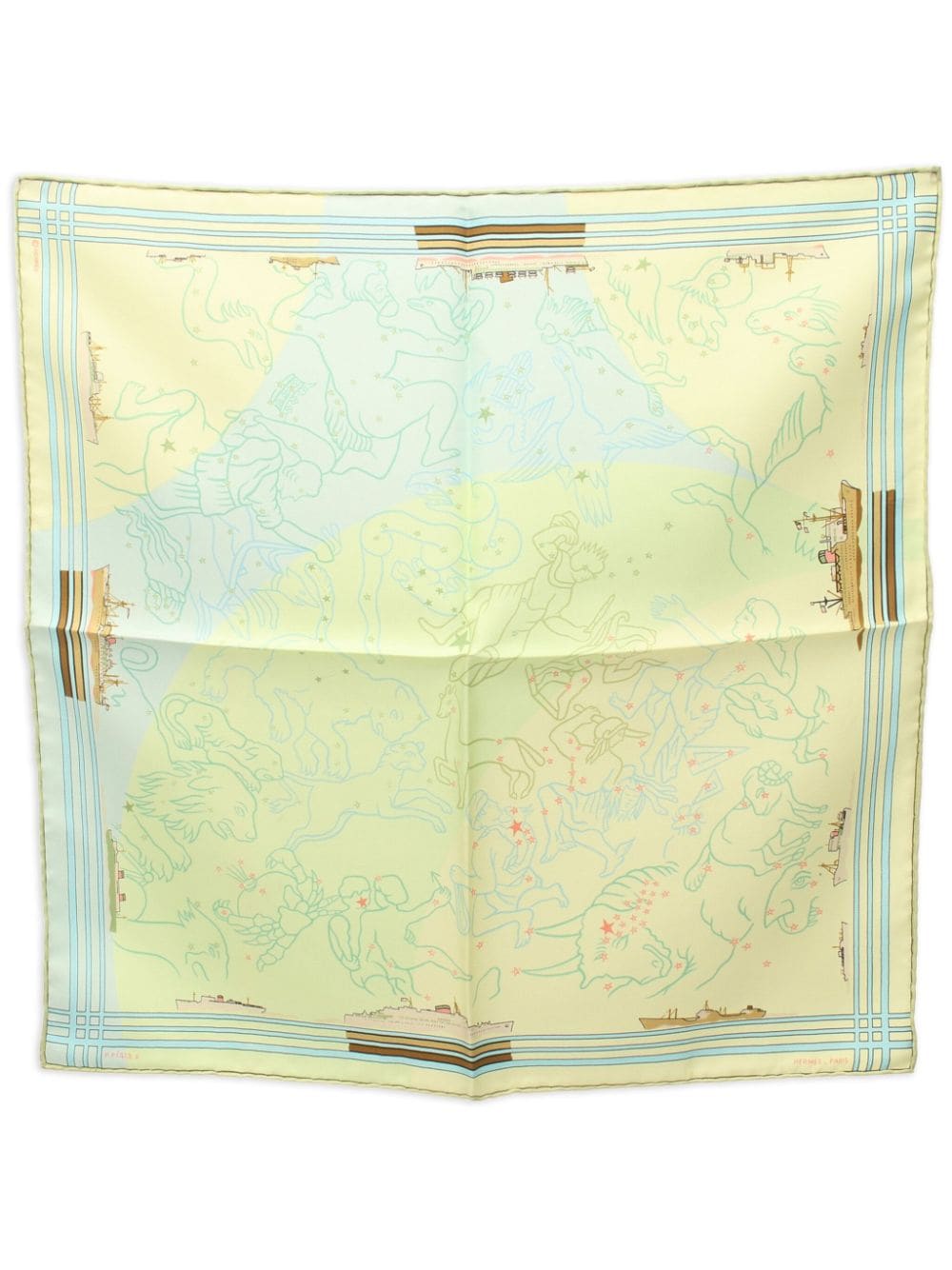Pre-owned Hermes 2000s Petit Carres 45 Silk Scarf In Yellow