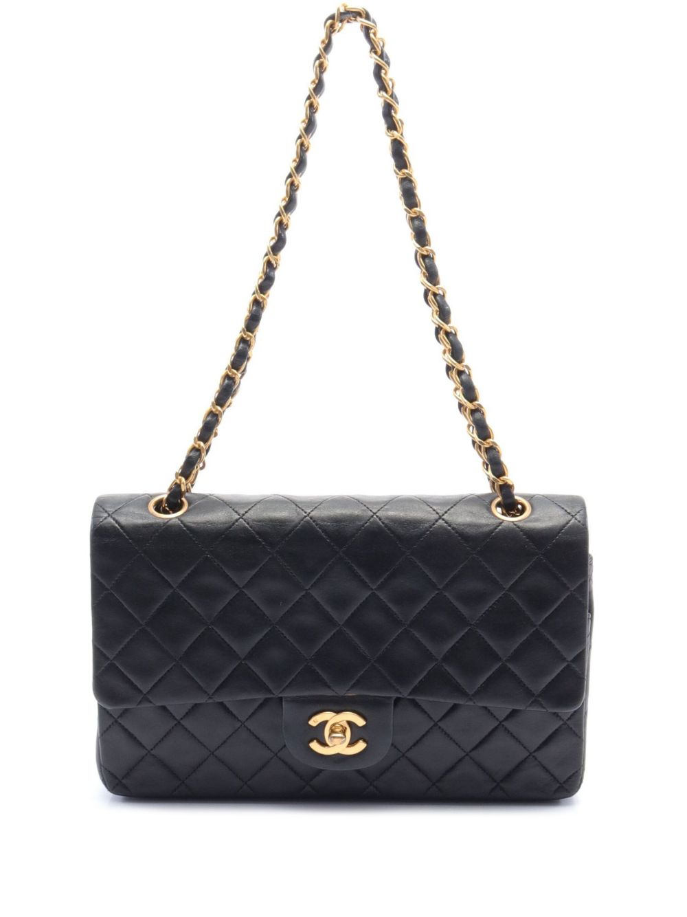 Pre-owned Chanel 1991-1994 Medium Double Flap Shoulder Bag In Black