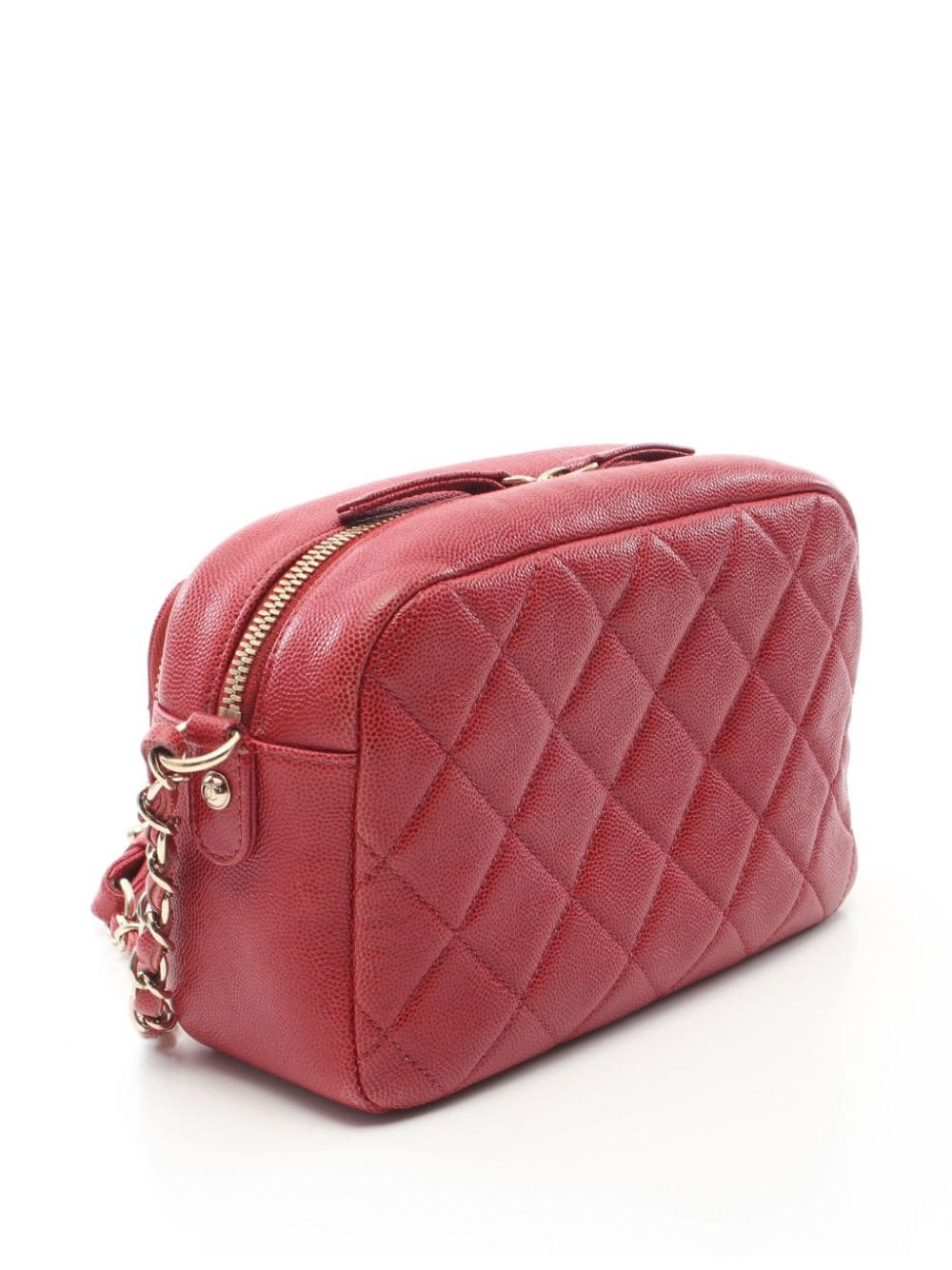 CHANEL Pre-Owned 2016-2017 CC plaque two-compartments diamond-quilted shoulder bag - Rood