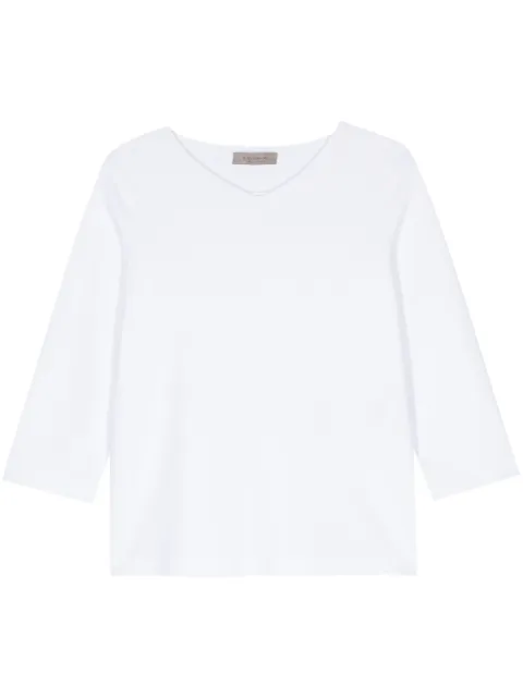 D.Exterior V-neck fine-ribbed jumper