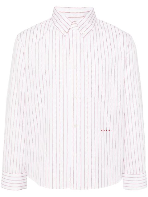 Marni logo-embroidered striped cotton shirt Men