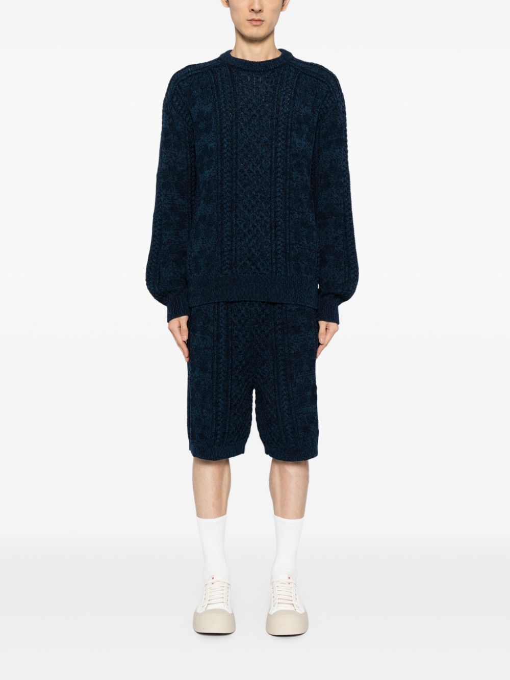 Marni cable-knit cotton jumper - Blauw