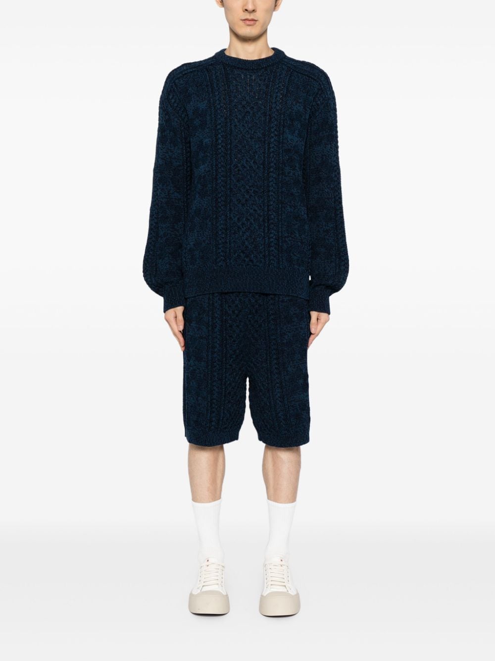 Shop Marni Knitted Knee-length Shorts In Blue