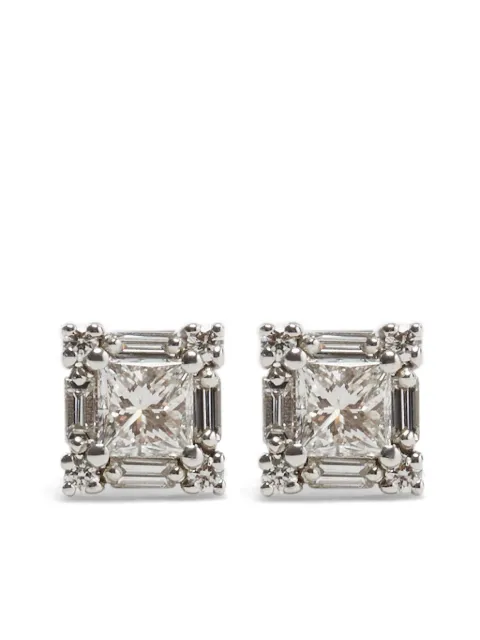 Suzanne Kalan aretes en oro blanco de 18kt con diamantes