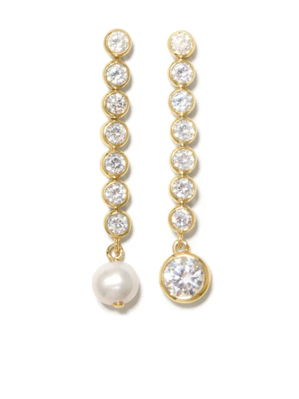Completedworks 18kt Gold-plated Ascent Pearl and Zirconia Earrings