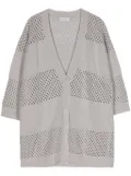 Le Tricot Perugia open-knit linen-blend cardigan - Grey