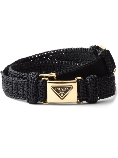 Prada triangle-logo crochet belt