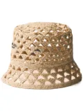 Prada crochet raffia bucket bag - Neutrals