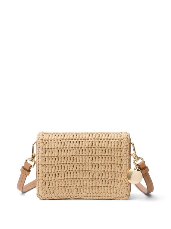 Prada triangle-logo Raffia Cardholder | Neutrals | FARFETCH