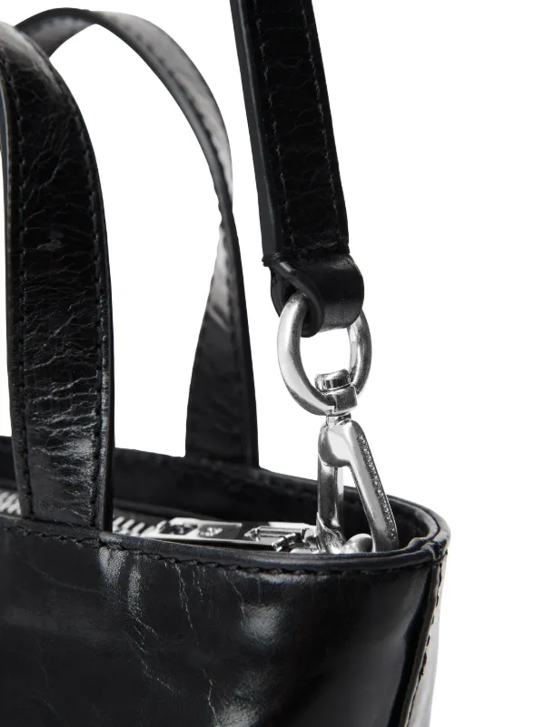 Alexander Wang mini Punch logo embossed leather tote bag women Calf Leather One Size Black