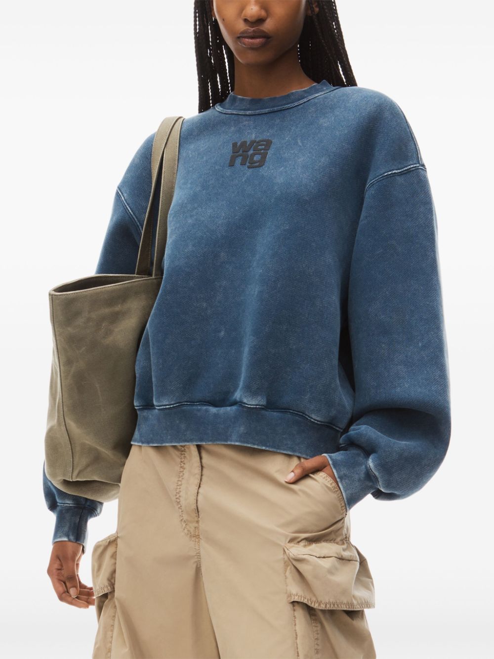 Shop Alexander Wang Puff Logo-appliqué Sweatshirt In Blue