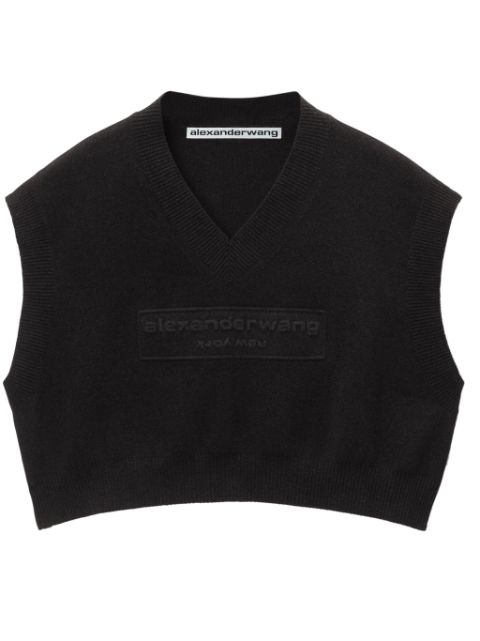 Alexander Wang logo-embossed cropped knitted top Women