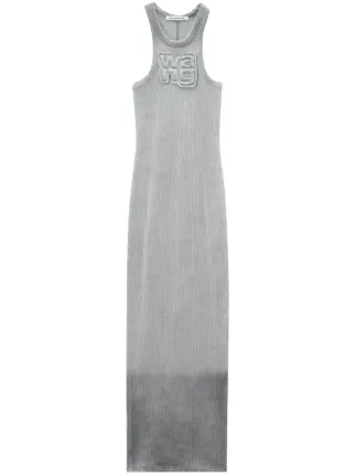 Alexander Wang logo-appliqué Ombré Maxi Dress | Grey | FARFETCH