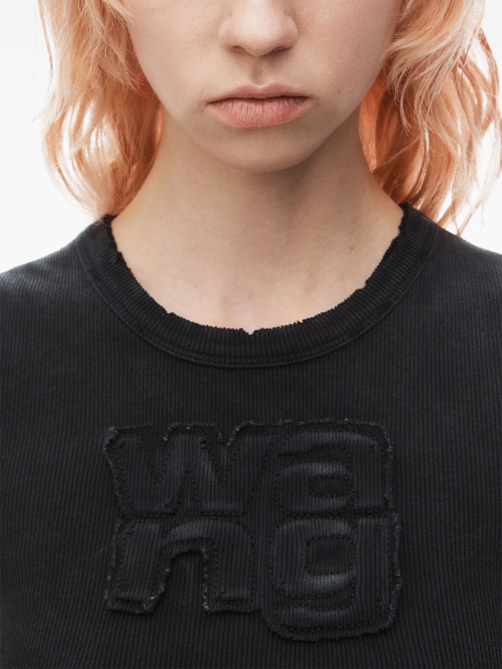 Shop Alexander Wang Logo-appliqué Cropped T-shirt In Black