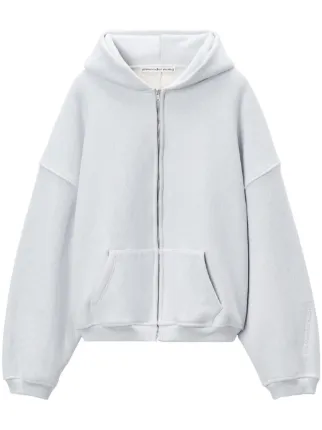 Alexander Wang logo-embossed zip-up Hoodie | Grey | FARFETCH 