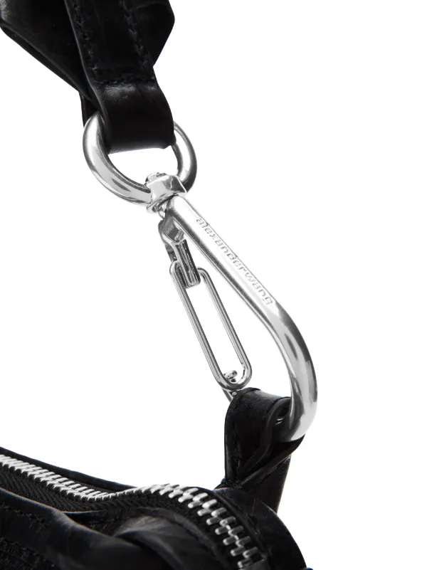 ◆ALEXANDER WANG◆ブラック Punch Tech ショルダーバッグ Punch Tech Shoulder Bag in Crackle Patent Leather in BLACK