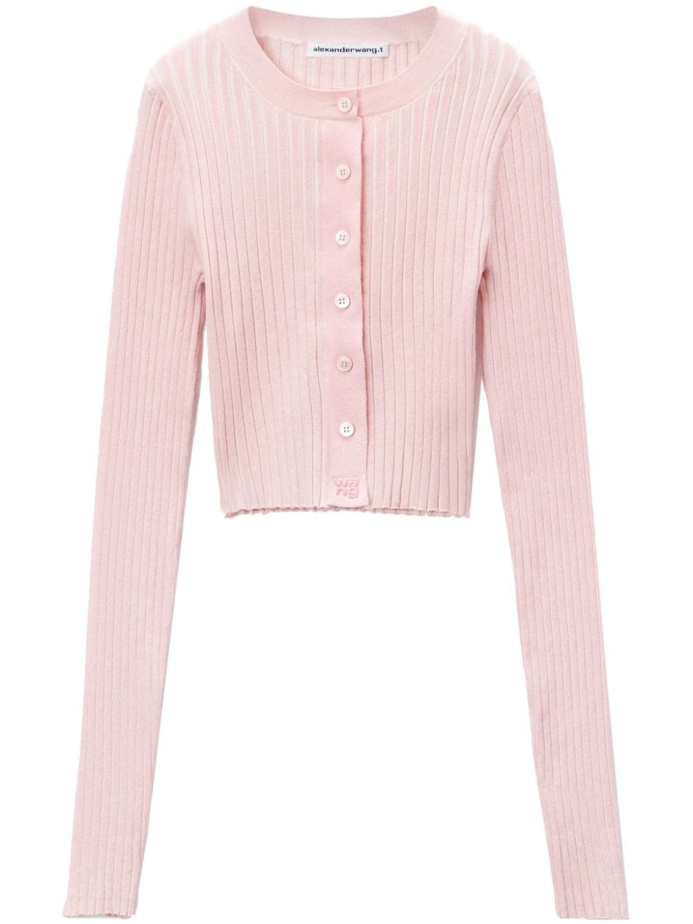 Alexander Wang Ribbed-knit Cropped Cardigan In Pink