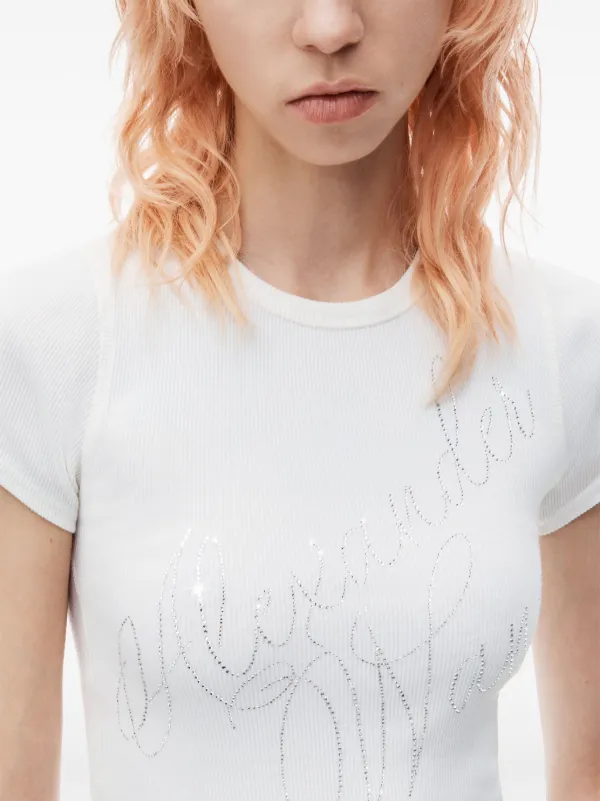 Tシャツ・カットソー Alexander Wang Logo Print Cotton T-Shirt Alexander Wang logo-print Cotton T-shirt | White | FARFETCH