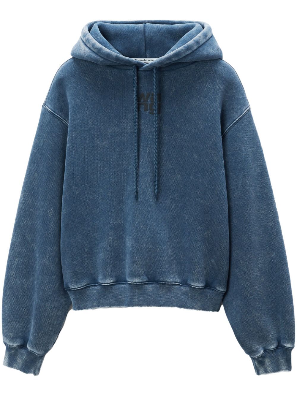 Shop Alexander Wang Puff Logo-appliqué Hoodie In Blue