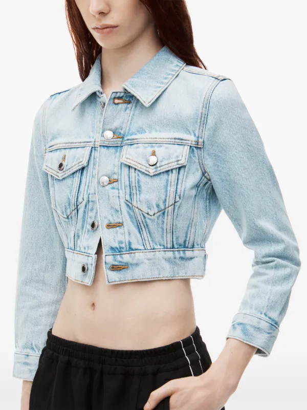 Alexander Wang Cropped Denim Jacket Blue FARFETCH ID