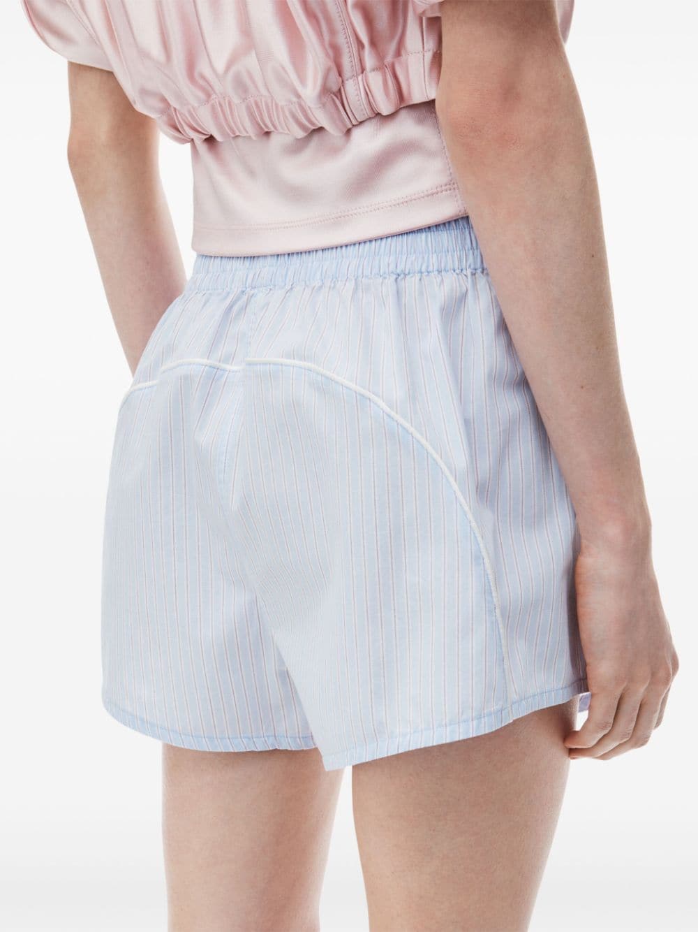 Shop Alexander Wang Logo-embroidered Striped Shorts In Blue