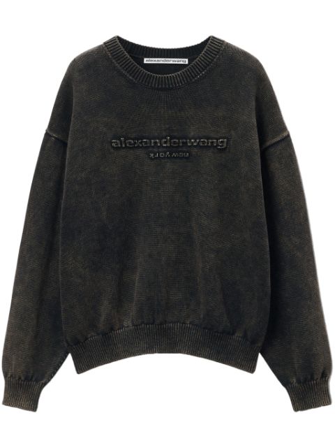 Alexander Wang logo-embossed organic-cotton jumper Women