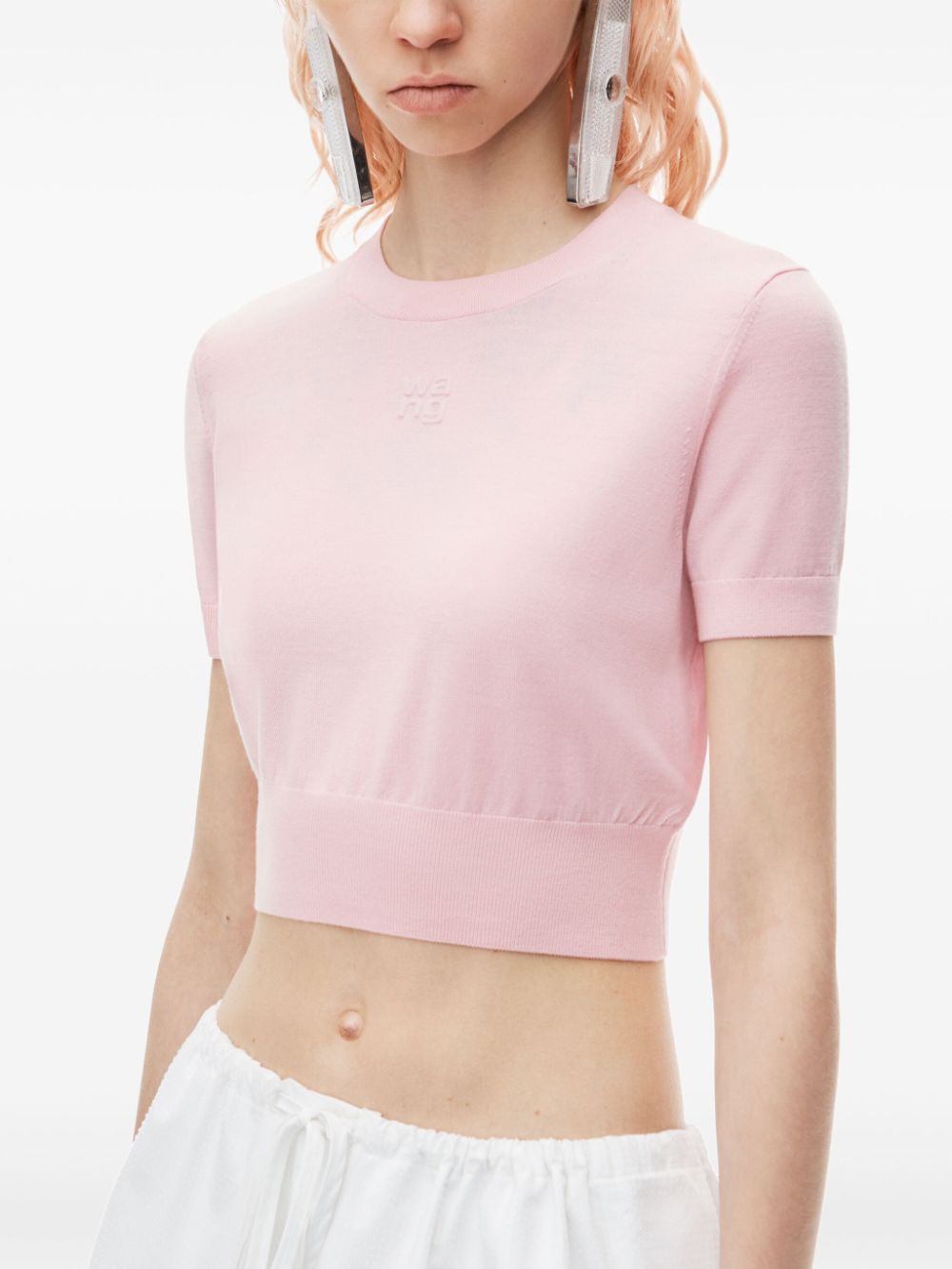 Alexander Wang logo-embossed knitted T-shirt Women