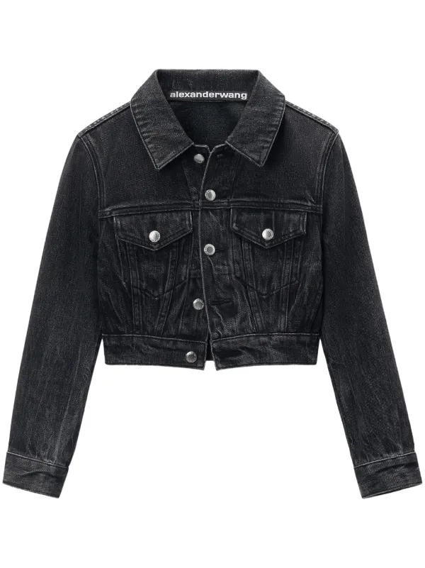 Alexander Wang Cropped Denim Jacket Grey FARFETCH AZ