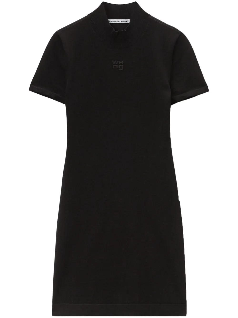 logo-embossed mock-neck dress