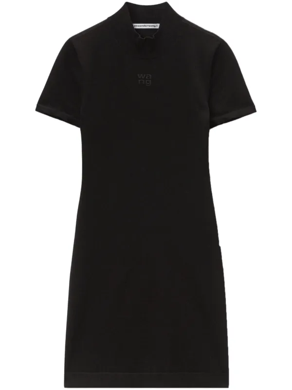 Alexander Wang logo-embossed mock-neck Dress | Black | FARFETCH