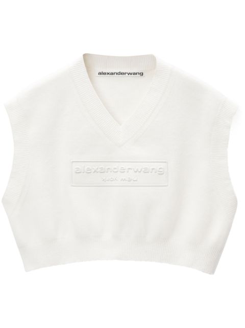 Alexander Wang logo-embossed cropped knitted top Women