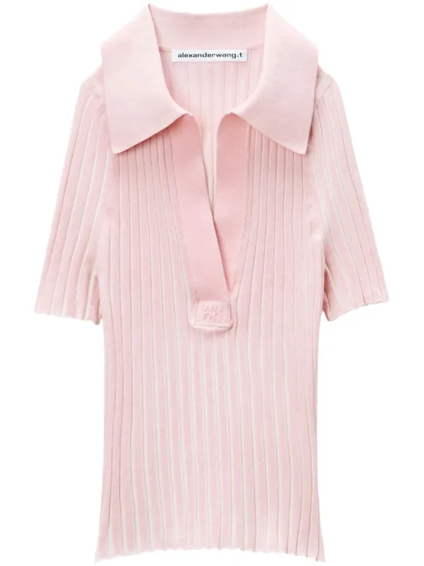 Alexander Wang ribbed knit Polo Shirt Pink FARFETCH AU