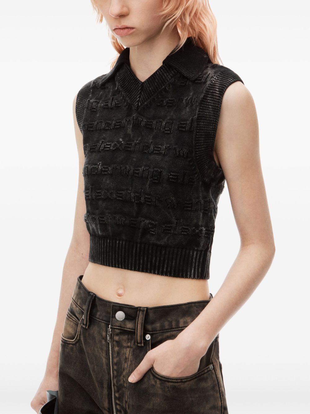 Alexander Wang logo-intarsia knitted vest Women