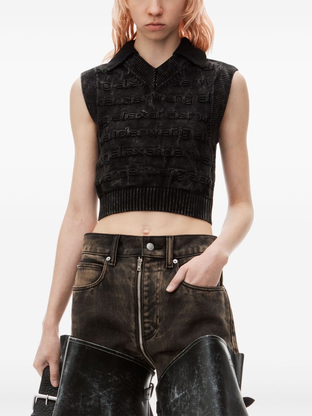 Alexander Wang logo-intarsia knitted vest Women