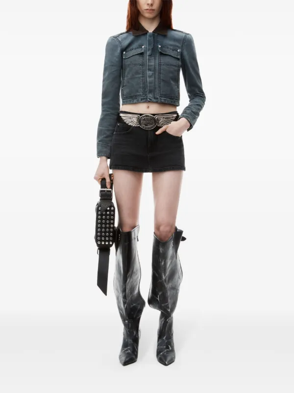 Alexander Wang mid-rise Denim Skort | Black | FARFETCH