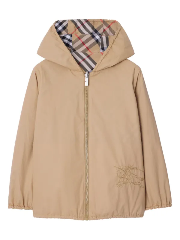 Burberry Kids Reversible check-pattern Cotton Jacket Neutrals
