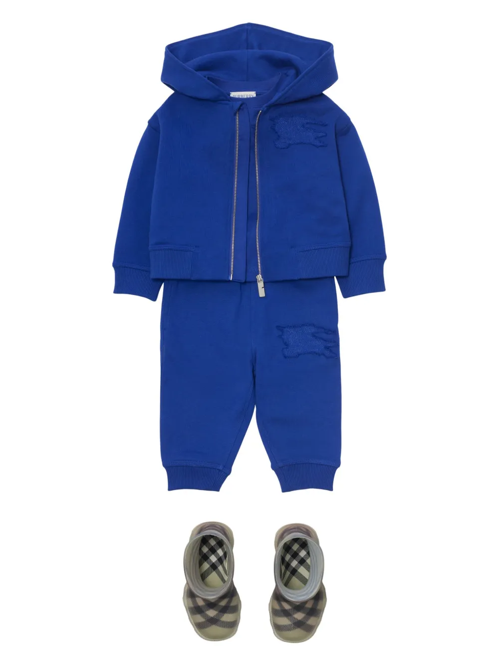 Burberry Kids Katoenen trainingsbroek met applicatie Blauw