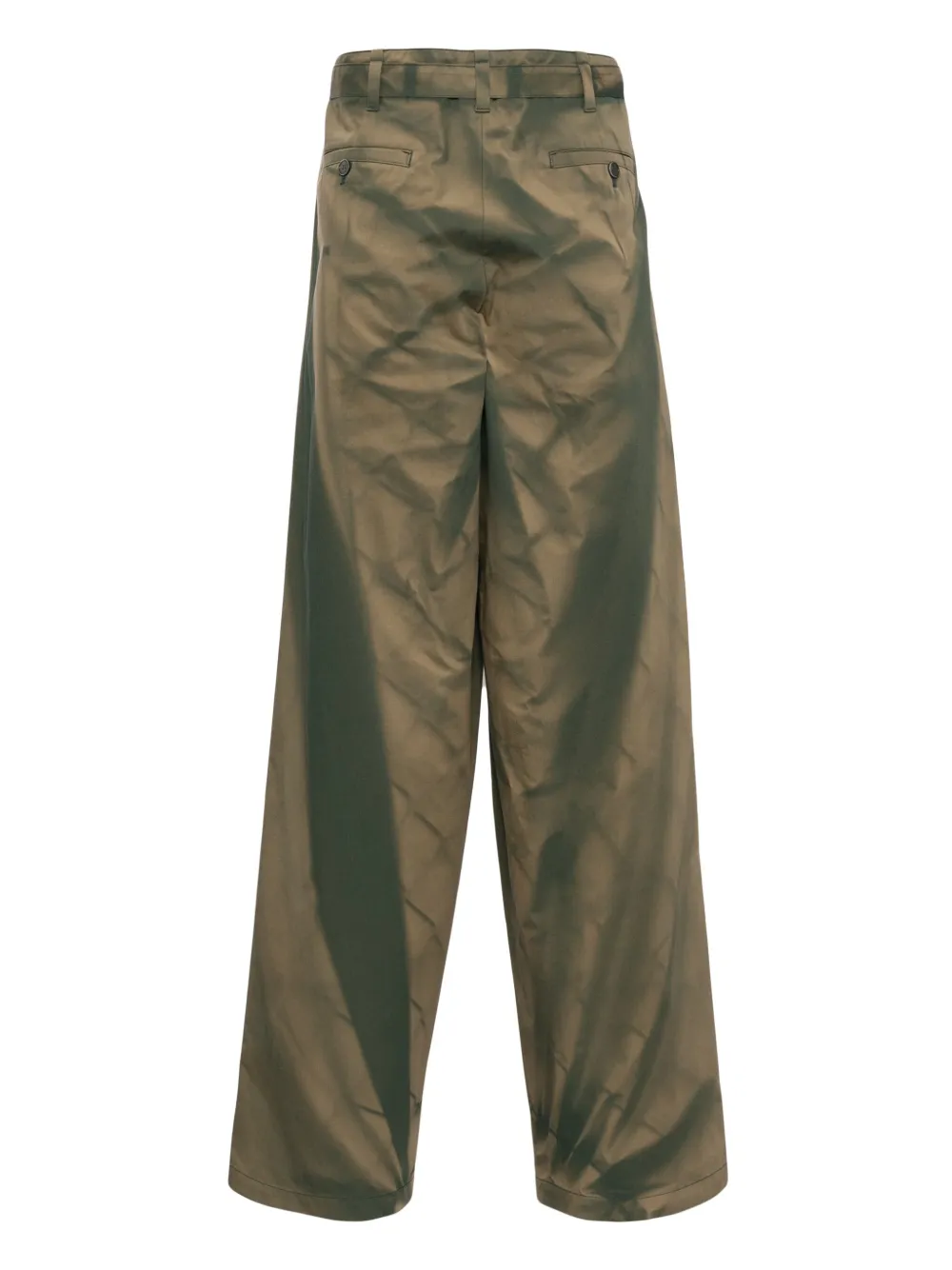 JiyongKim Katoenen broek met wijde pijpen - Groen