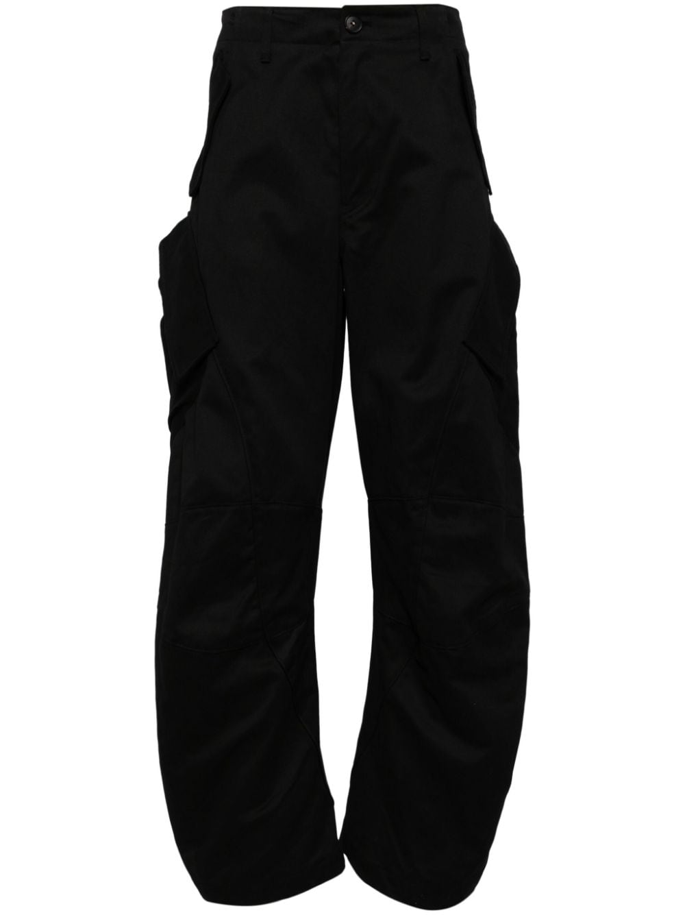 Shop Jiyongkim Curved Multi-pocket Trousers In Black