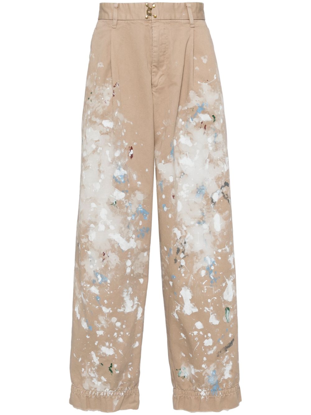 Kolor paint-splattered straight-leg trousers - Neutrals