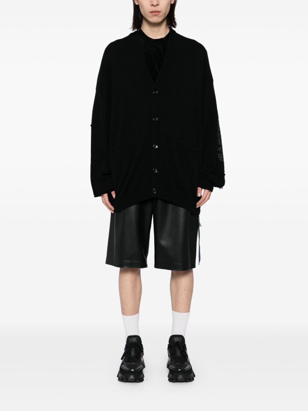 Shop Mastermind Japan Puzzle Oversized Cardigan In Black