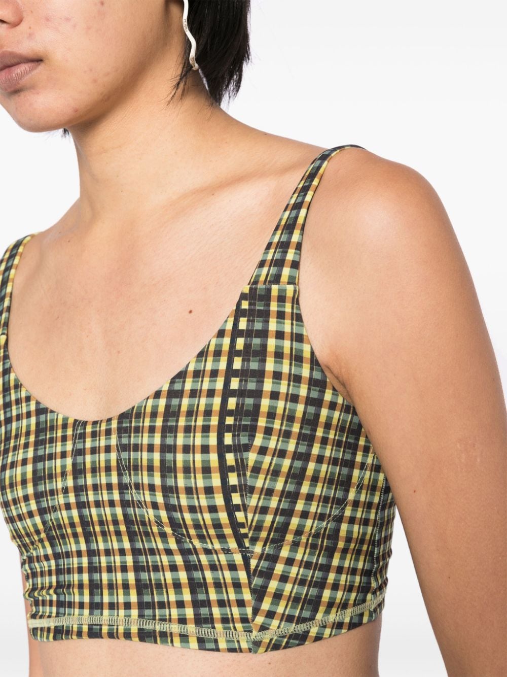 Shop The Upside Checked Crop Top In Neutrals