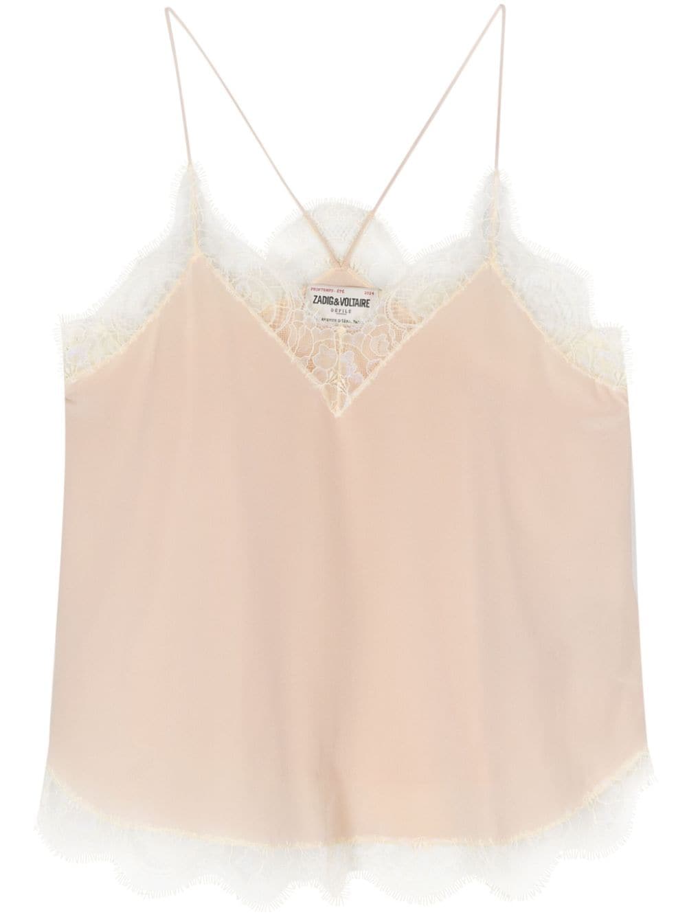 Zadig & Voltaire Floral-lace Silk Blouse In Pink
